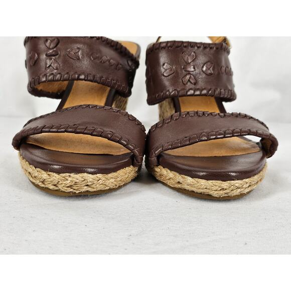 JACK ROGERS VANESSA JUTE WOMEN'S EXPRESSO BROWN LEATHER WEDGE SANDALS SIZE 9M - Picture 13 of 13